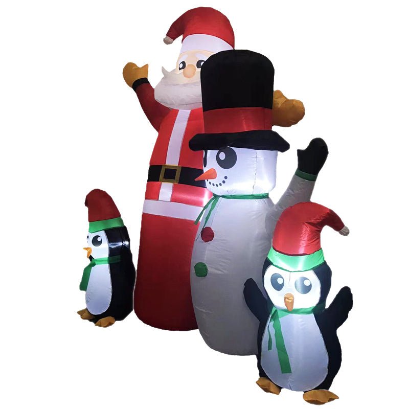 Festiss 1.8m Santa Snowman and Penguin Greeting Christmas Inflatable with LED - NuSea
