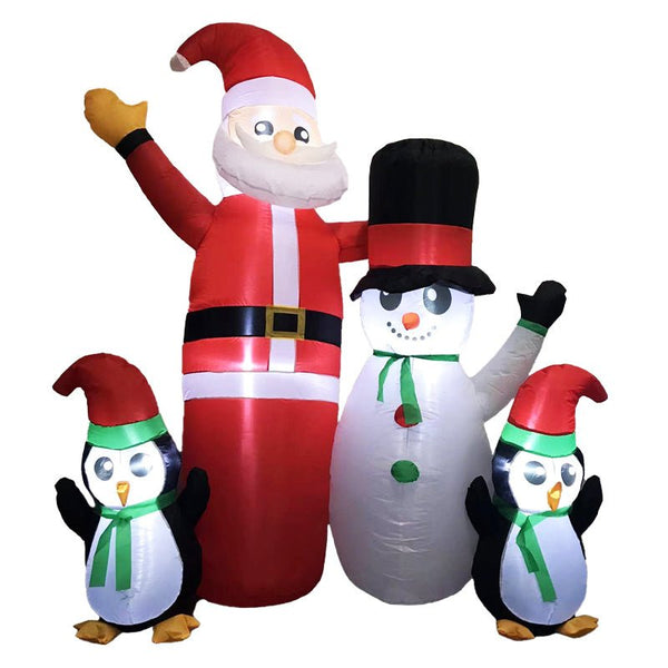 Festiss 1.8m Santa Snowman and Penguin Greeting Christmas Inflatable with LED - NuSea