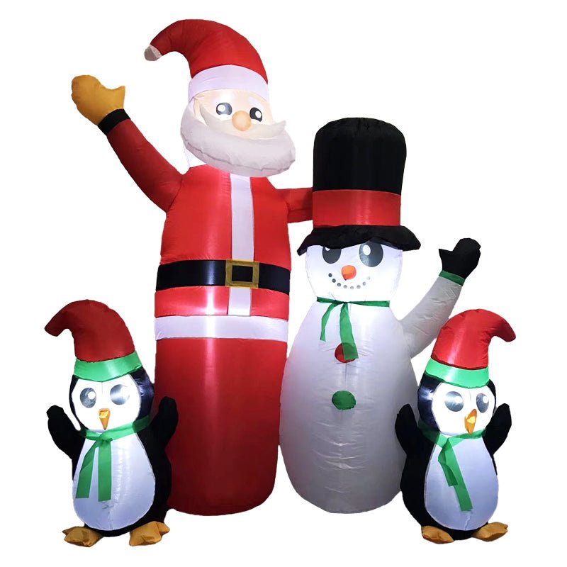 Festiss 1.8m Santa Snowman and Penguin Greeting Christmas Inflatable with LED - NuSea
