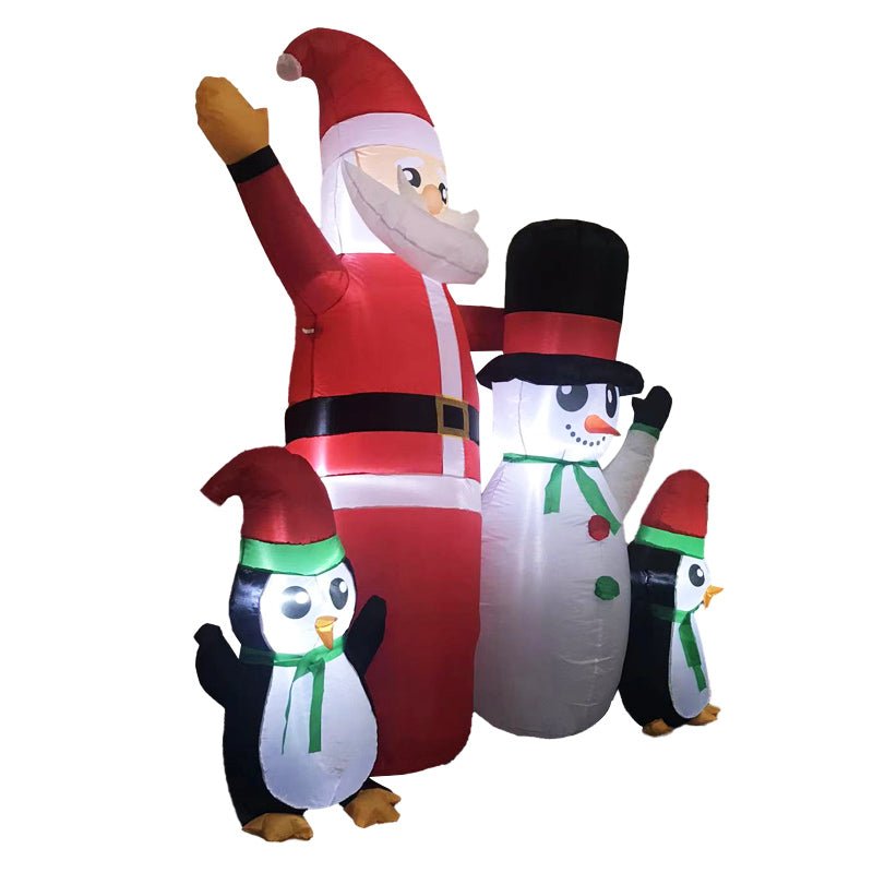 Festiss 1.8m Santa Snowman and Penguin Greeting Christmas Inflatable with LED - NuSea