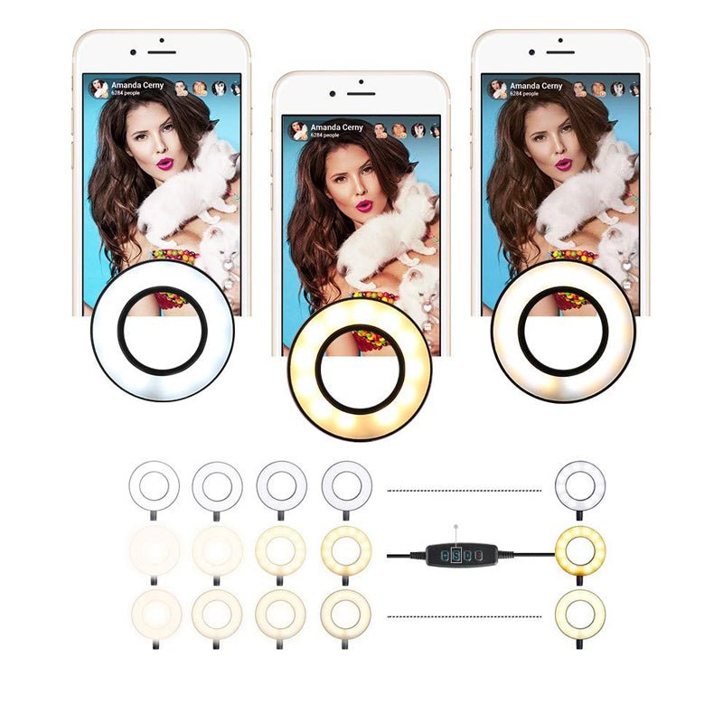 Flexible Clip - on Photography Selfie Ring Light with Adjustable Brightness - NuSea