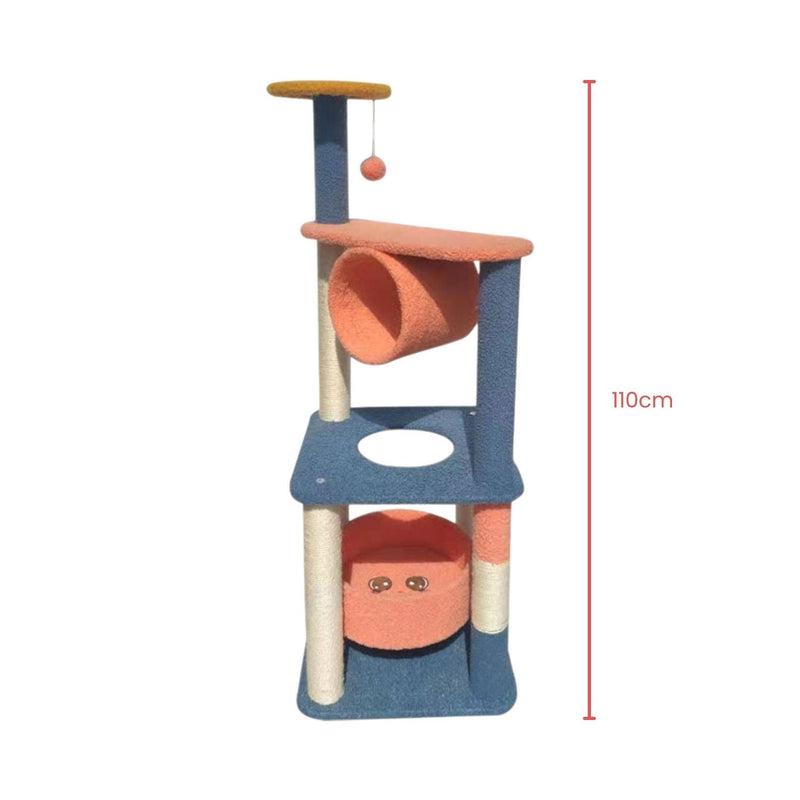 Floofi 110cm Emoji Plush Cat Condo Cat Tree Blue Red - NuSea