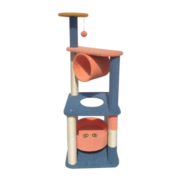 Floofi 110cm Emoji Plush Cat Condo Cat Tree Blue Red - NuSea