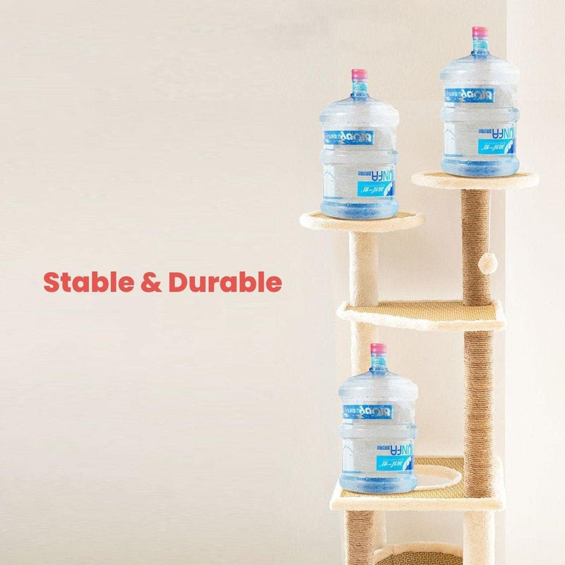 Floofi 120cm 5 Layer Cat Condo Cat Tree Beige - NuSea