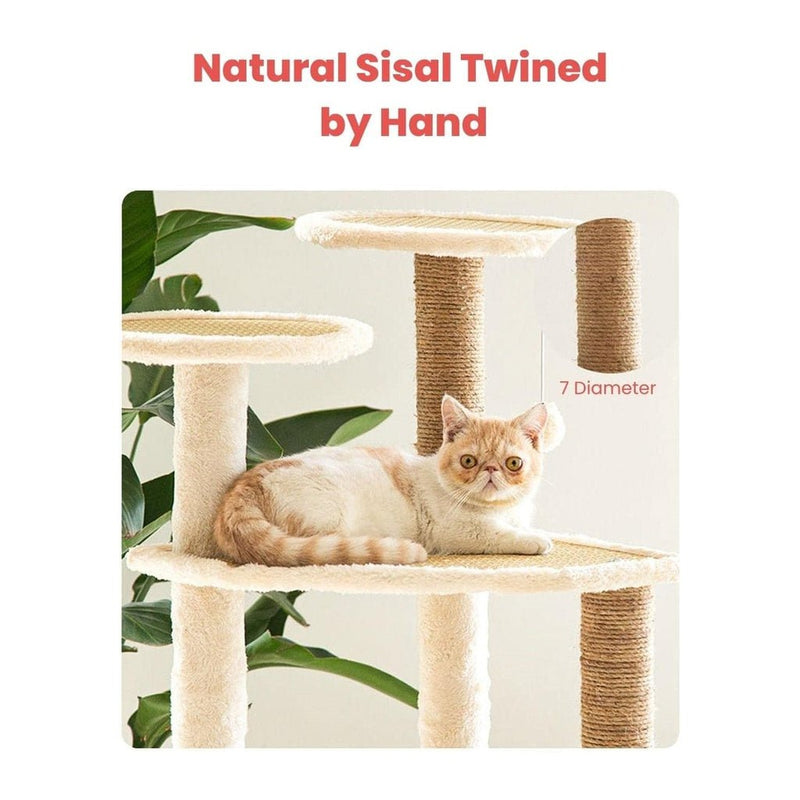 Floofi 120cm 5 Layer Cat Condo Cat Tree Beige - NuSea
