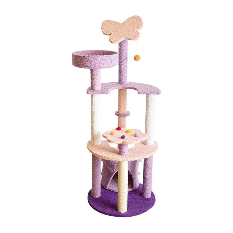 Floofi 128cm Butterfly Plush Cat Condo Cat Tree Pink Purple - NuSea
