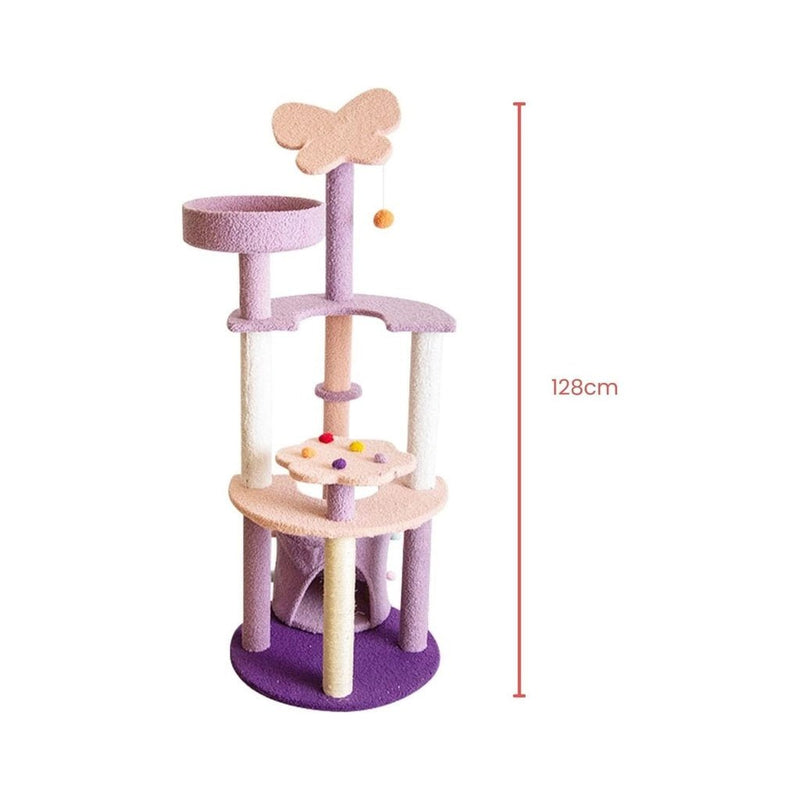 Floofi 128cm Butterfly Plush Cat Condo Cat Tree Pink Purple - NuSea