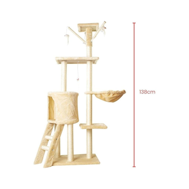 Floofi 138cm 5 Layer Plush Cat Condo Cat Tree Beige - NuSea