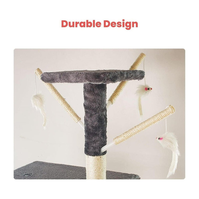 Floofi 138cm 5 Layer Plush Cat Condo Cat Tree Dark Grey - NuSea