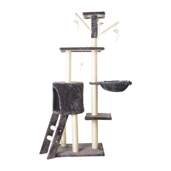 Floofi 138cm 5 Layer Plush Cat Condo Cat Tree Dark Grey - NuSea