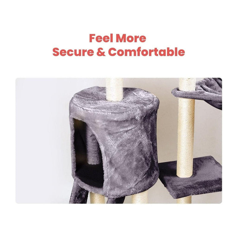 Floofi 138cm 5 Layer Plush Cat Condo Cat Tree Dark Grey - NuSea