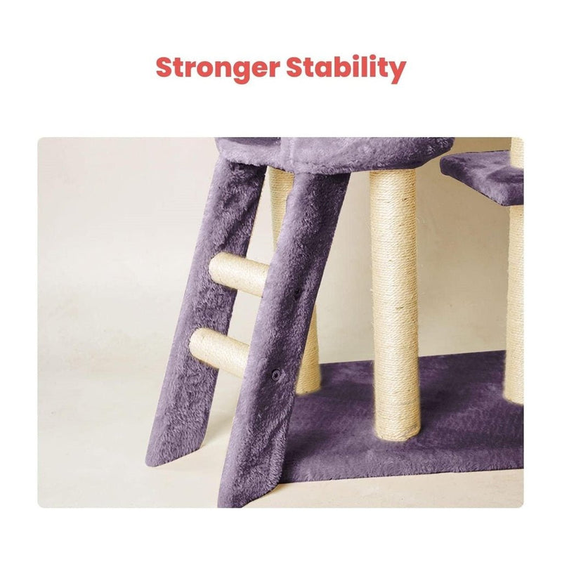 Floofi 138cm 5 Layer Plush Cat Condo Cat Tree Dark Grey - NuSea