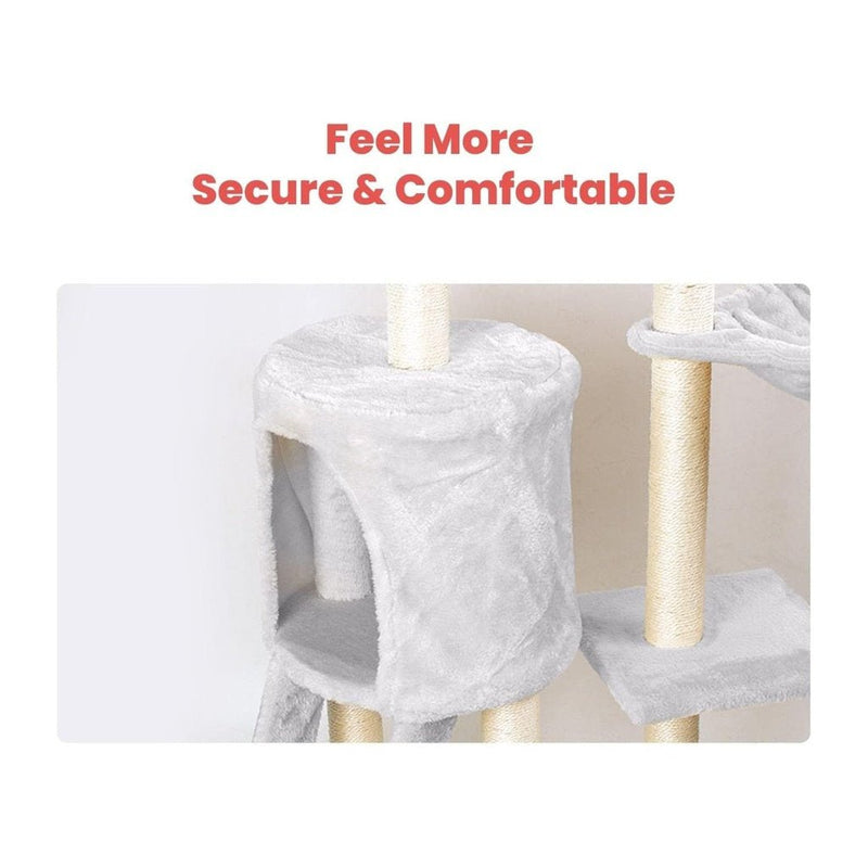 Floofi 138cm 5 Layer Plush Cat Condo Cat Tree Light Grey - NuSea