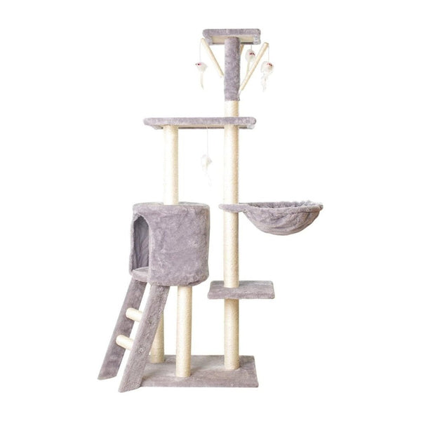 Floofi 138cm 5 Layer Plush Cat Condo Cat Tree Light Grey - NuSea