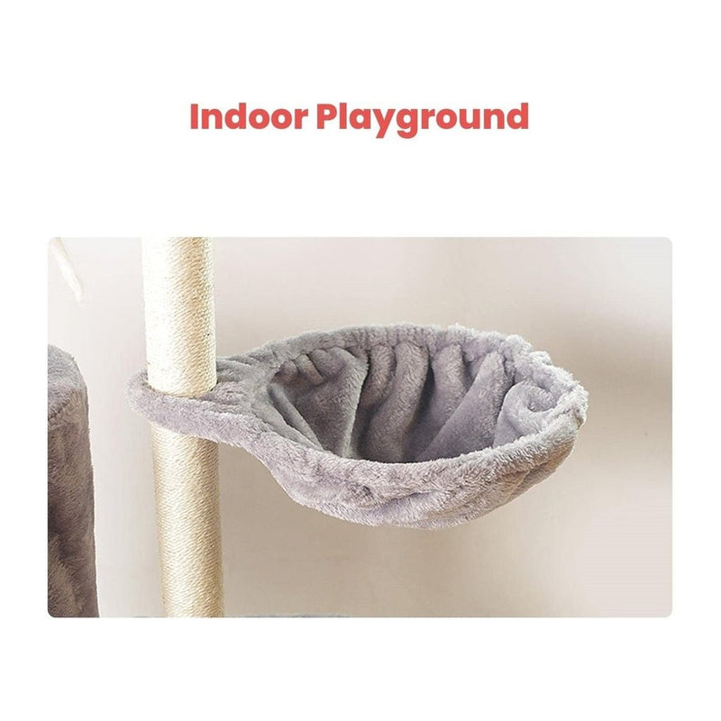 Floofi 138cm 5 Layer Plush Cat Condo Cat Tree Light Grey - NuSea