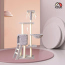 Floofi 138cm 5 Layer Plush Cat Condo Cat Tree Light Grey - NuSea