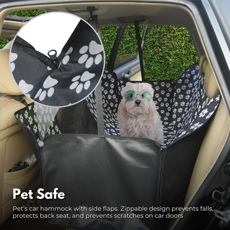 FLOOFI 140 x 145cm Pets Car Back Seat Cover Hammock (Black) - NuSea