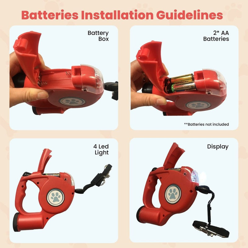 Floofi 3 in 1 Waste Beg LED Leash Blue - NuSea