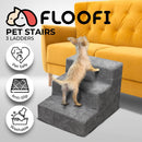FLOOFI 3 - Step Detachable Memory Foam Pet Stairs with Removable Washable Cover (Grey) - NuSea