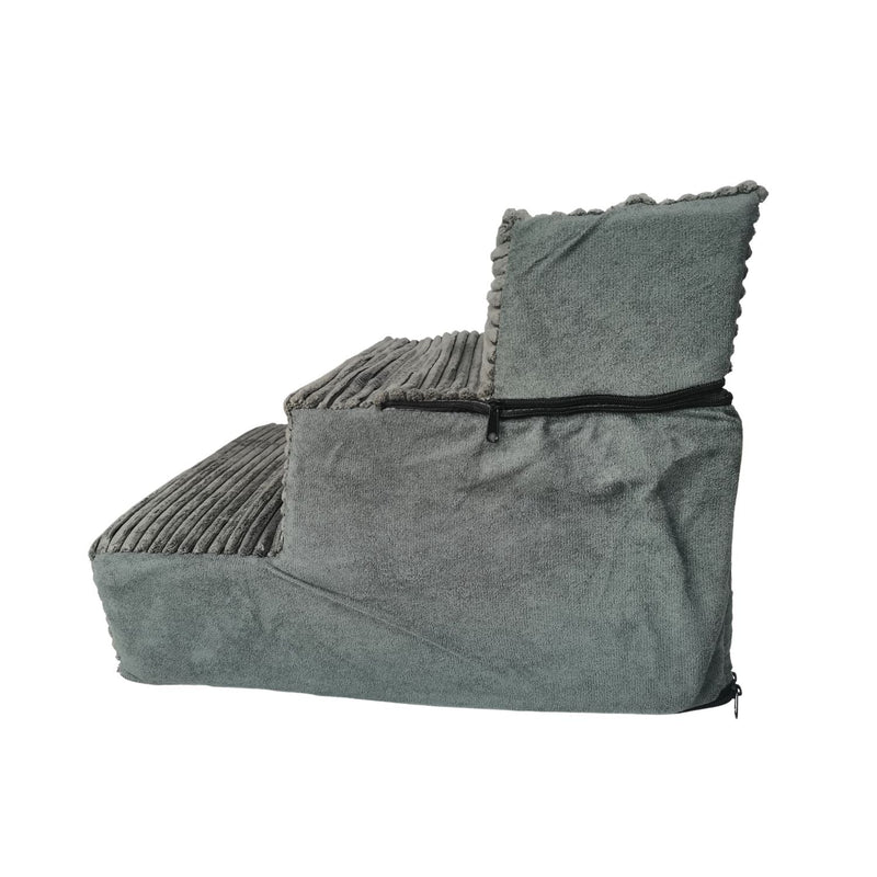 FLOOFI 3 - Step Detachable Memory Foam Pet Stairs with Removable Washable Cover (Grey) - NuSea