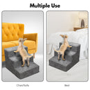 FLOOFI 3 - Step Detachable Memory Foam Pet Stairs with Removable Washable Cover (Grey) - NuSea