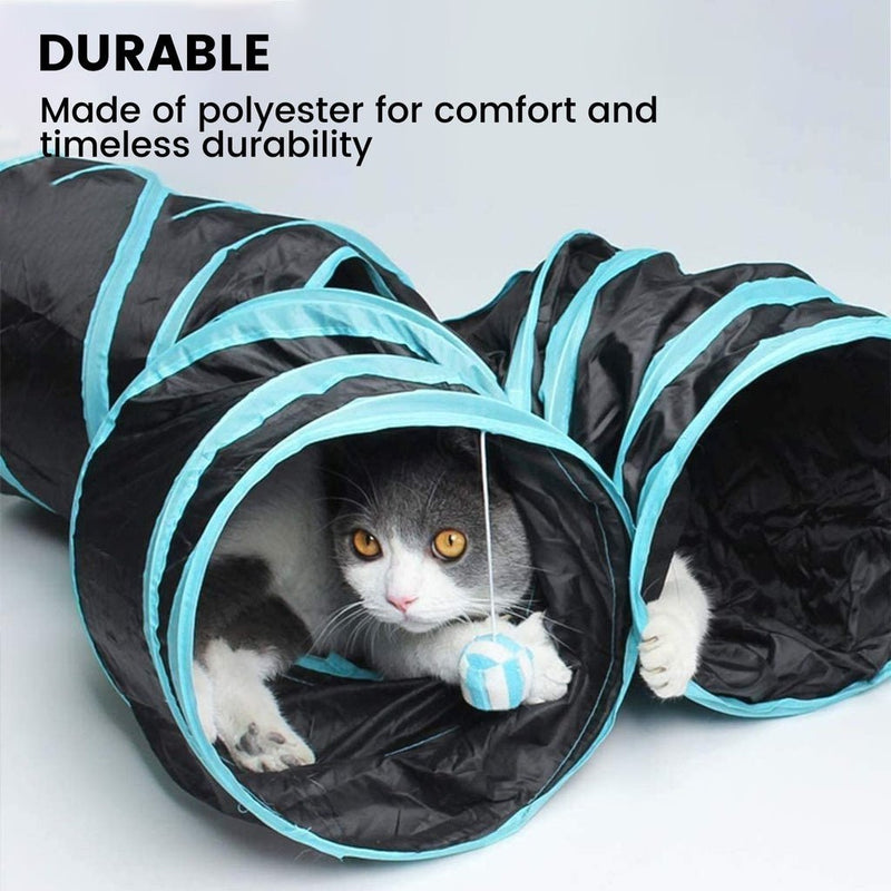 Floofi 4 Holes Cat Tunnel (Blue) - NuSea