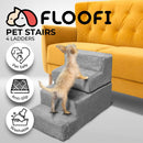 FLOOFI 4 - Step Detachable Memory Foam Pet Stairs with Removable Washable Cover (Grey) - NuSea