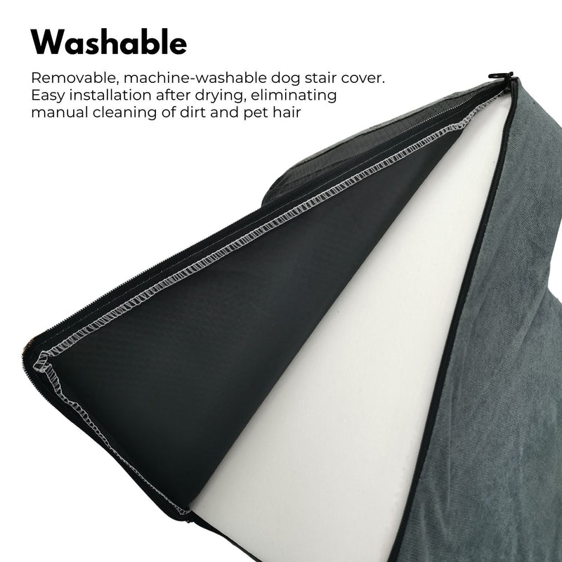 FLOOFI 4 - Step Detachable Memory Foam Pet Stairs with Removable Washable Cover (Grey) - NuSea