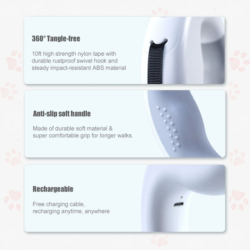 Floofi Dounght Dog Leash with USB and LED White - NuSea