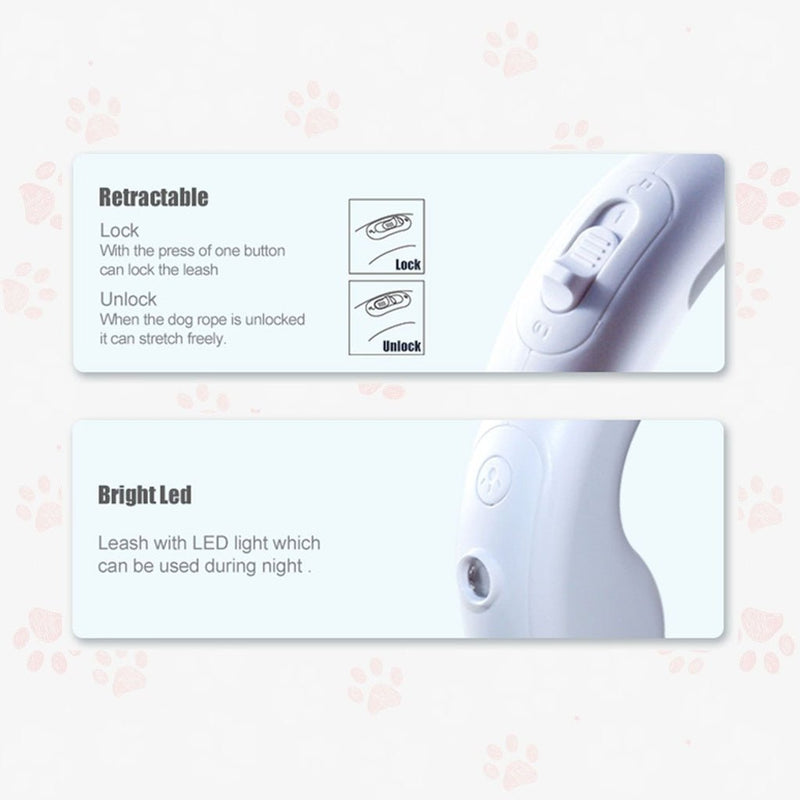 Floofi Dounght Dog Leash with USB and LED White - NuSea