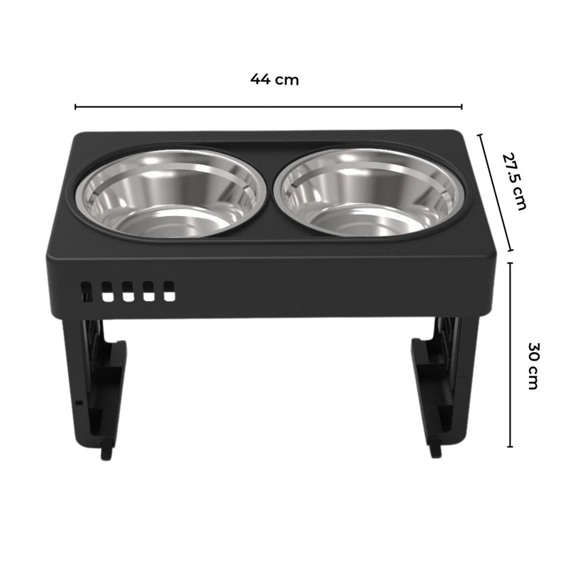 FLOOFI Elevated Raised Pet Feeder with Double Bowl (Black) - NuSea