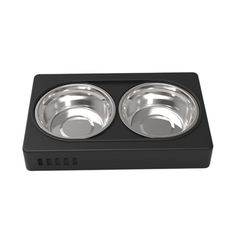 FLOOFI Elevated Raised Pet Feeder with Double Bowl (Black) - NuSea