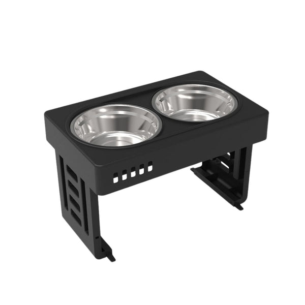 FLOOFI Elevated Raised Pet Feeder with Double Bowl (Black) - NuSea