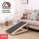 Floofi Natural Wood Grain Wooden Adjustable Height Pet Ramp Dog Sofa Stairs - NuSea