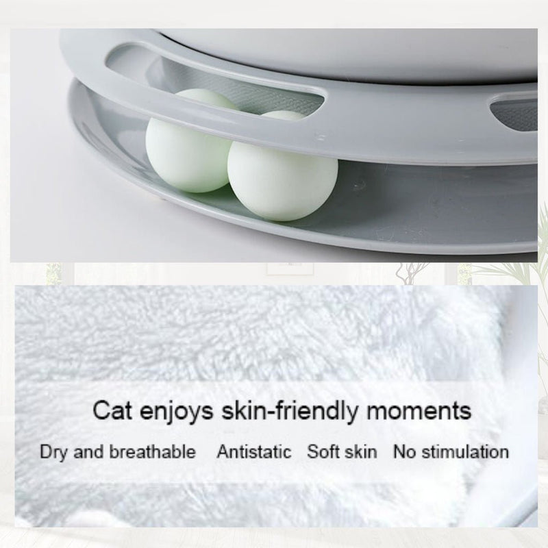 Floofi Pet Bed Cat 2 in 1 With Turntable Toy (Grey) - NuSea