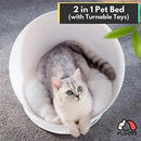 Floofi Pet Bed Cat 2 in 1 With Turntable Toy (Grey) - NuSea