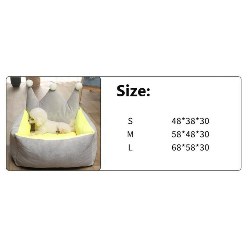 Floofi Pet Bed Crown Shape (L Grey Yellow) - NuSea
