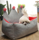 Floofi Pet Bed Crown Shape (L Grey Yellow) - NuSea