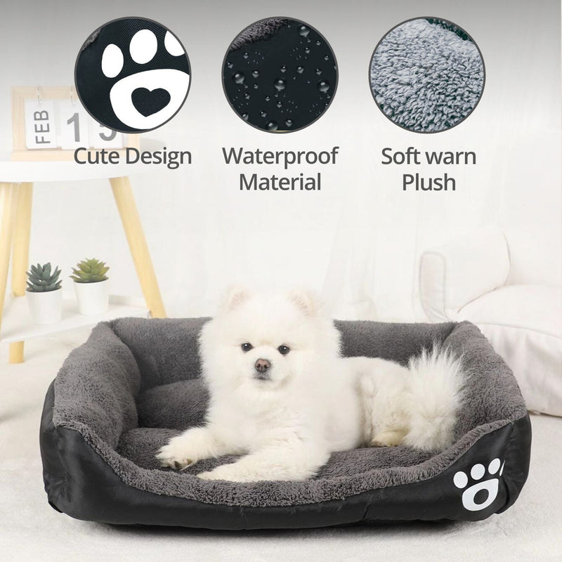 FLOOFI Pet Bed Square L Size (Black+Dark Grey) - NuSea