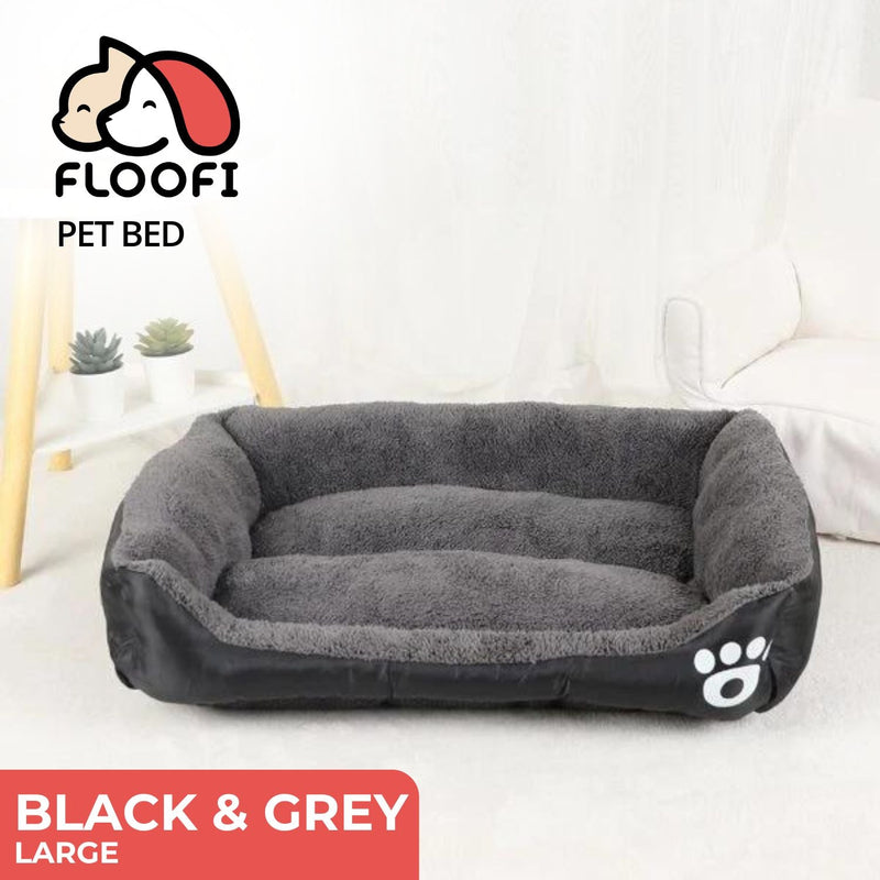FLOOFI Pet Bed Square L Size (Black+Dark Grey) - NuSea
