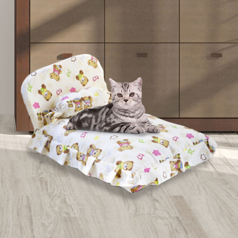 Floofi Pet Bed With Pillow and Quilt Bear (M) - NuSea