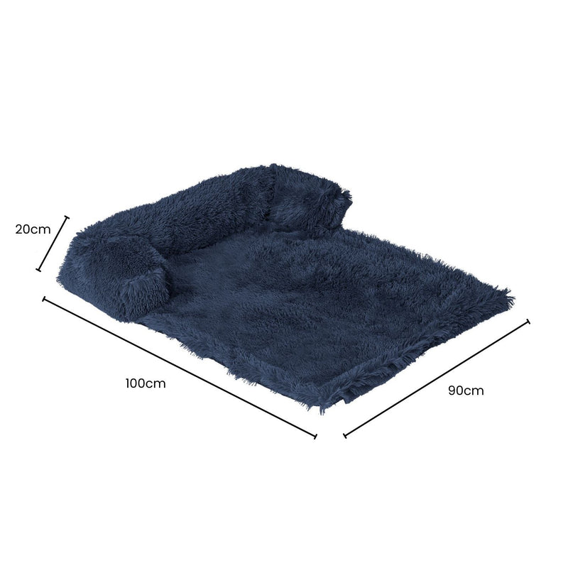 Floofi Pet Sofa Cover Soft with Bolster L Size (Dark Blue) - NuSea