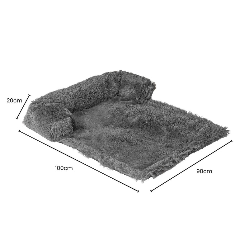 Floofi Pet Sofa Cover Soft with Bolster L Size (Grey) - NuSea