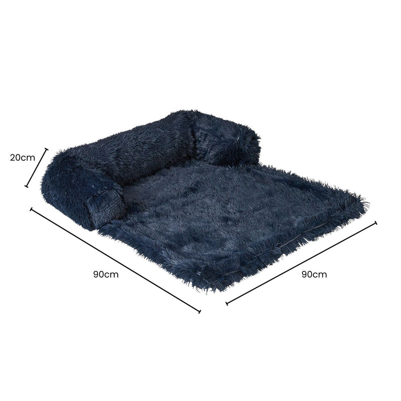 Floofi Pet Sofa Cover Soft with Bolster M Size (Dark Blue) - NuSea