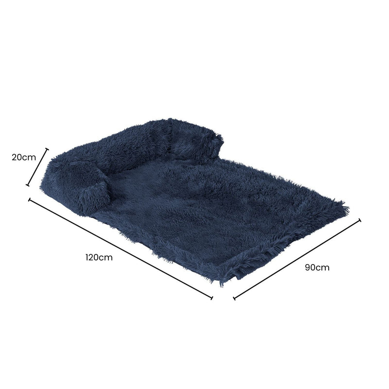 Floofi Pet Sofa Cover Soft with Bolster XL Size (Dark Blue) - NuSea