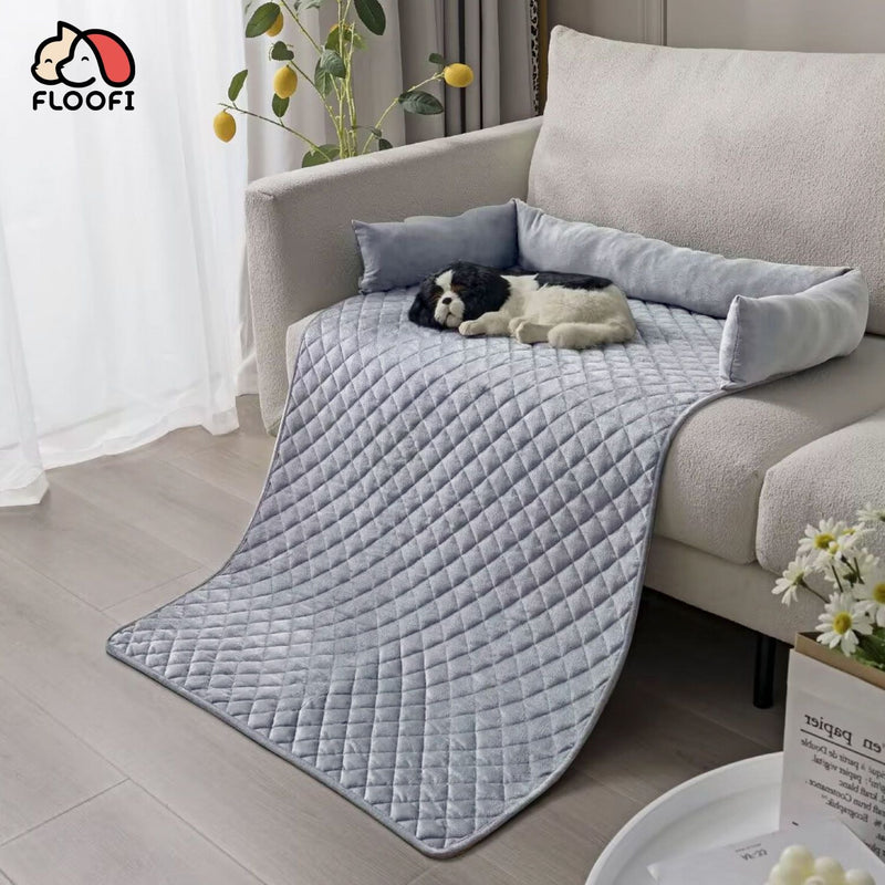FLOOFI Pet Sofa Cover with Bolster L Size (Light Grey) - NuSea