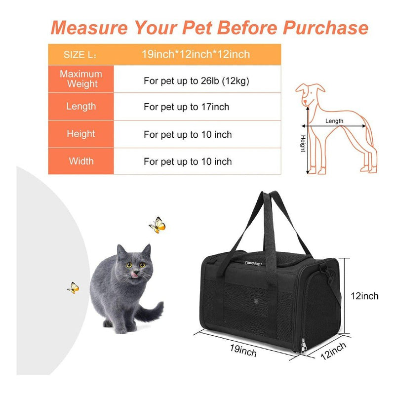 Floofi Portable Pet Carrier - L Size (Black) - NuSea