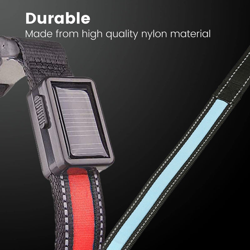 Floofi Solar USB Rechargable LED Dog Collar (L Blue) - NuSea