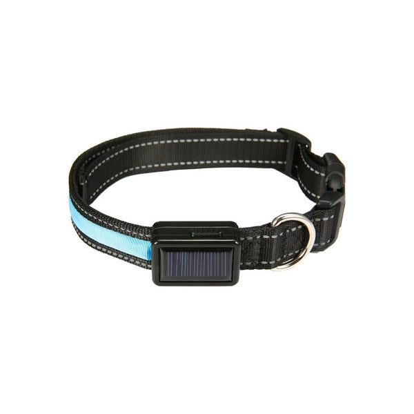 Floofi Solar USB Rechargable LED Dog Collar (L Blue) - NuSea