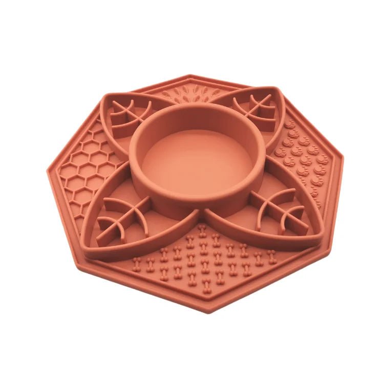 Flower Mandala Slow Feeder Lick Mat Bowl - Terracotta - NuSea